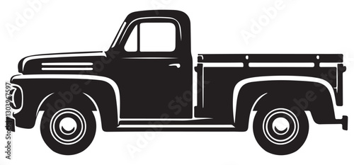 Silhouette of Classic Pickup Truck Vector Illustration for Automotive Enthusiasts