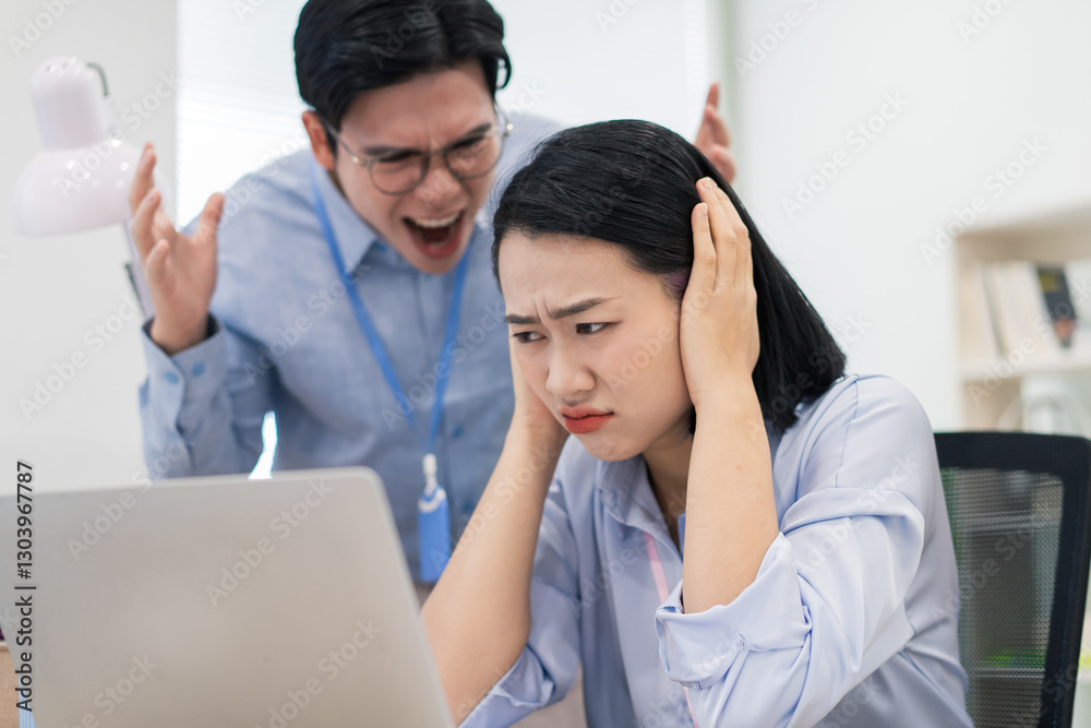 Frustration and conflict in a modern office during a stressful meeting between colleagues Frustration and conflict in a modern office during a stressful meeting between colleagues