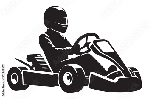 Detailed Go Kart Silhouette Vector for Custom Design Projects