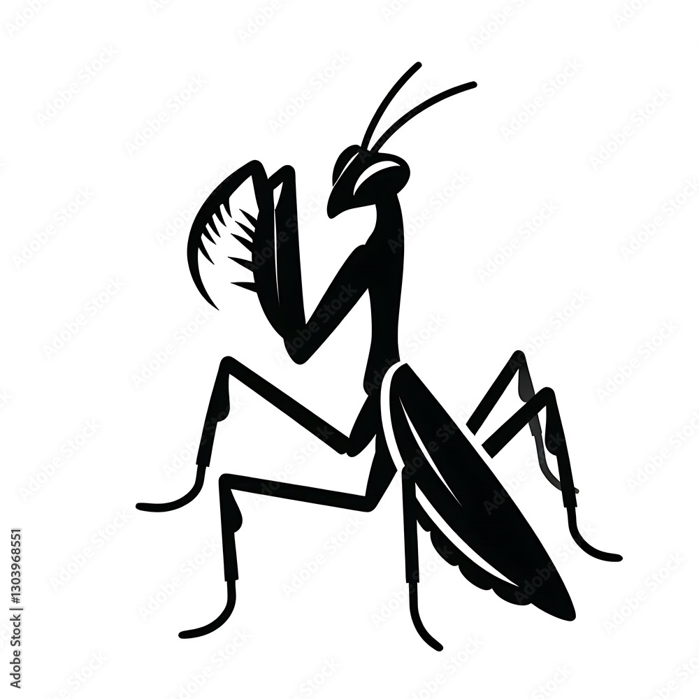 Preying mantis insects icon of silhouette isolated on white background Preying mantis insects icon of silhouette isolated on white background