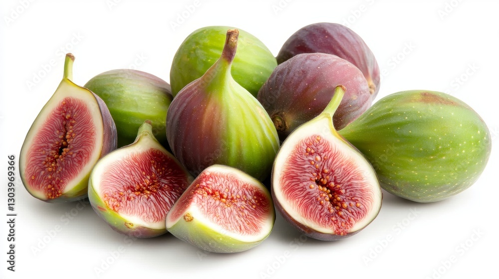 Fresh Figs Displayed Against White Background Fresh Figs Displayed Against White Background