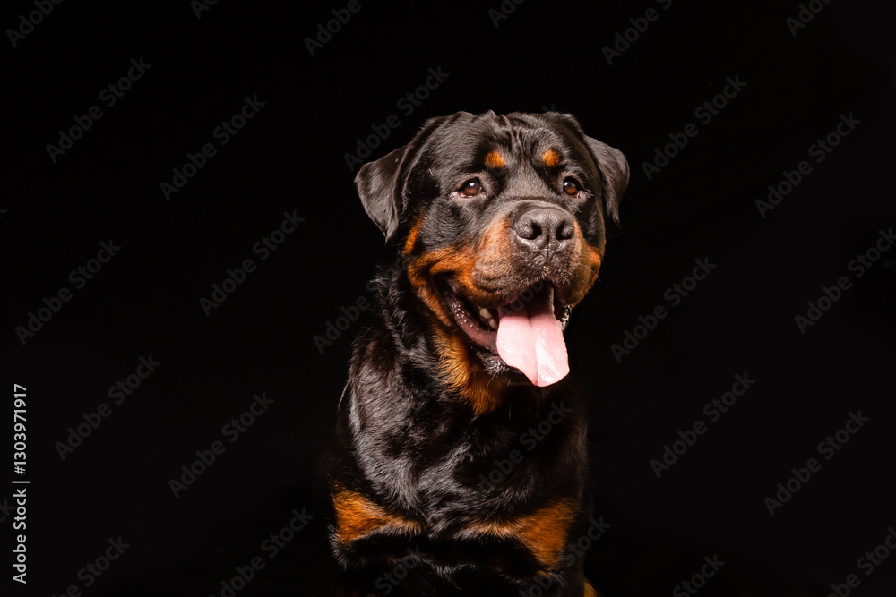 Fototapeta premium Rottweiler on black background