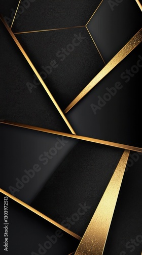 Elegant abstract design with black and gold geometric elements.
