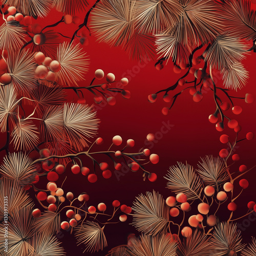 Christmas picture with Christmas tree and party, generative AI illustration