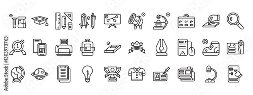 Diverse Educational Icons Representing Learning Concepts and Tools for Academic Success and Knowledge Acquisition