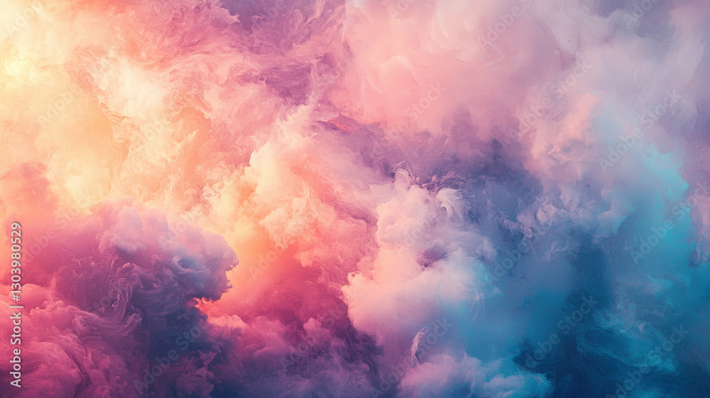 Naklejka premium Vibrant abstract clouds in shades of pink, purple, and blue create dreamy atmosphere