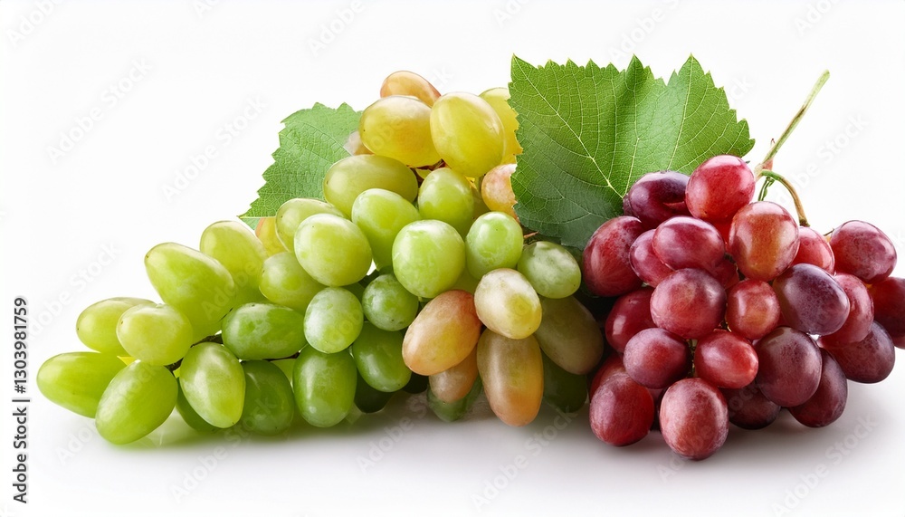 Fototapeta premium a bunch of green and red grapes isolated in a white