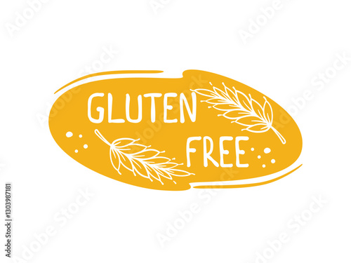 Cereal allergy and diet logo, gluten free icon, hand drawn icon