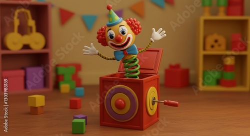 Clown Popping Out of a Jack in the Box Toy