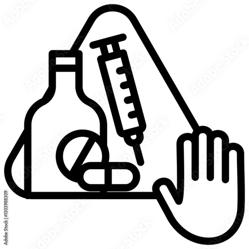 Drug Prevention Outline Icon