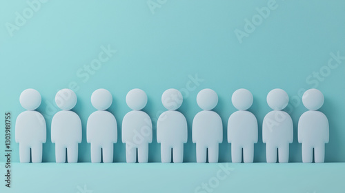 line of figures patiently waiting for their turn, anticipation in air