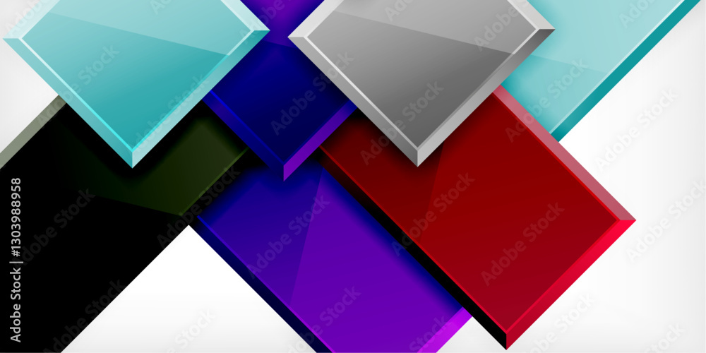 Glass toy style square shapes abstract design. Vector Illustration For Wallpaper, Banner, Background, Card, Book Illustration, landing page Glass toy style square shapes abstract design. Vector Illustration For Wallpaper, Banner, Background, Card, Book Illustration, landing page