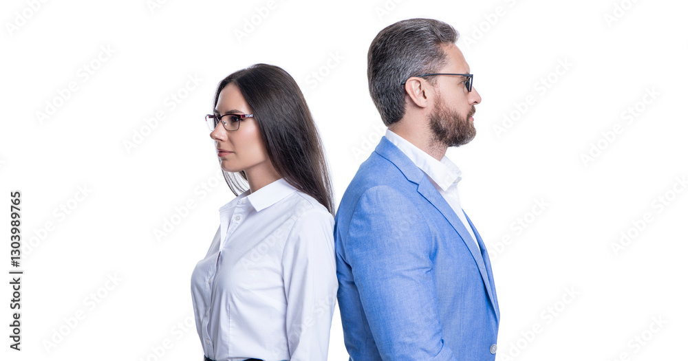 successful businesspeople. business coworkers isolated on white. two businesspeople in formal suit. ambitious businesspeople support. professional business leader with manager. back to back successful businesspeople. business coworkers isolated on white. two businesspeople in formal suit. ambitious businesspeople support. professional business leader with manager. back to back