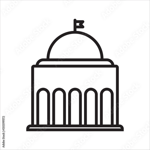 City government thin line icon. City hall, municipality. Modern vector illustration of building.