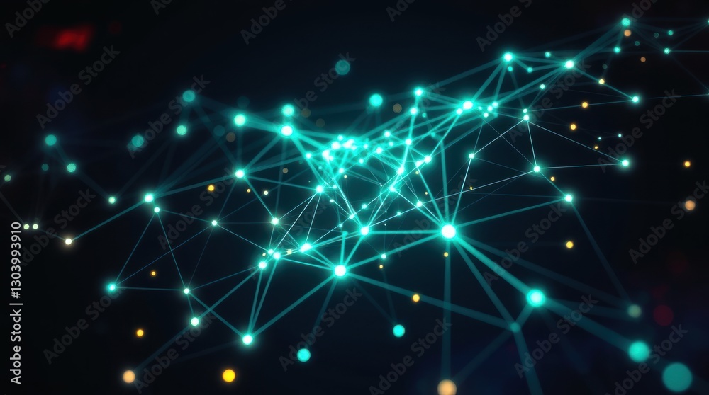 Glowing Network Connection Structure on Dark Background for Technology Concepts Glowing Network Connection Structure on Dark Background for Technology Concepts