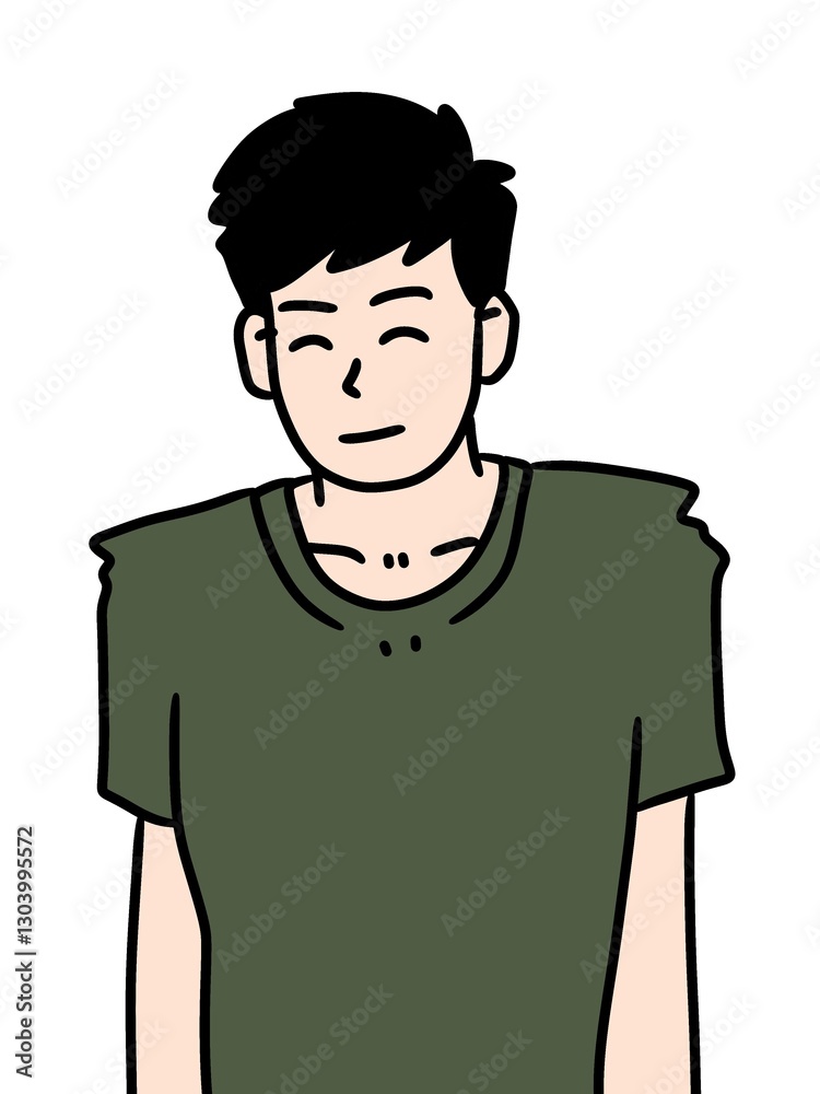 cartoon man with casual clothes on white background illustration