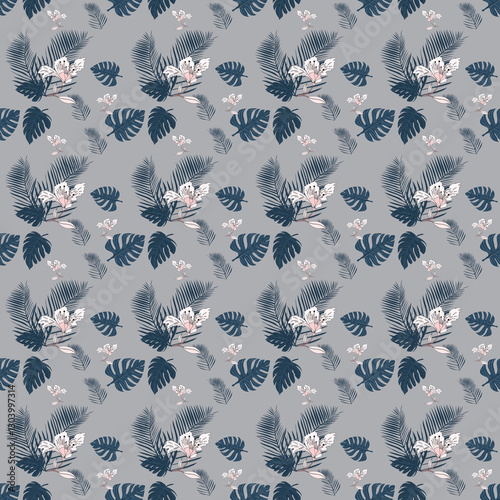  Elegant Tropical Botanical Seamless Pattern