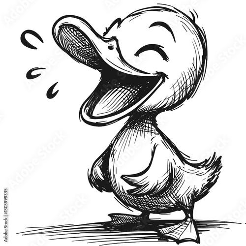 Duck laugh line art drawing ink sketch vector hand drawn illustration background when animals lol uncovering nature’s sense of humor