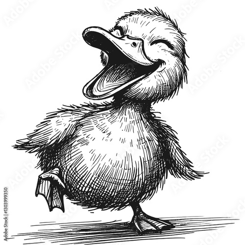 Duck laugh line art drawing ink sketch vector hand drawn illustration background grinning gorillas and snickering dolphins