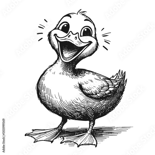 Duck laugh line art drawing ink sketch vector hand drawn illustration background the funny side of nature animals who laugh