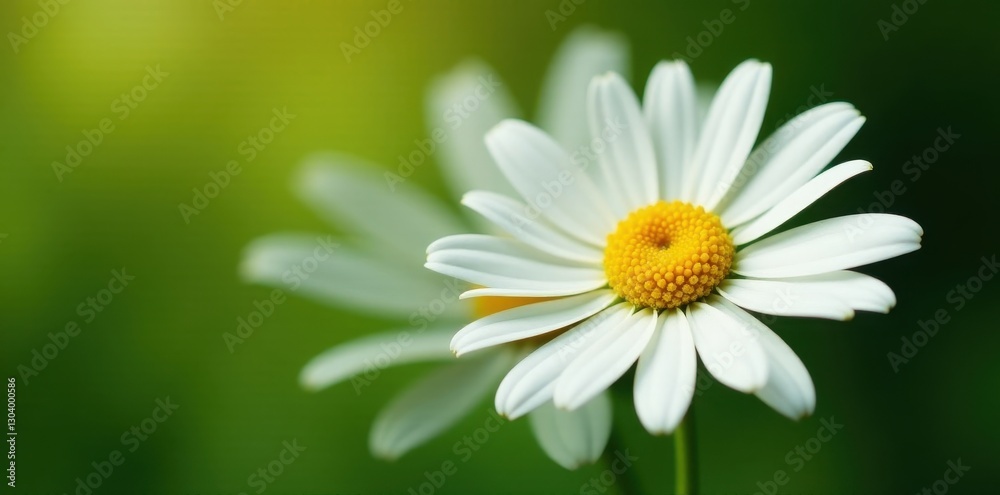 Obraz premium Single white daisy bloom, petals delicate, vibrant yellow center , plant, isolated, bloom