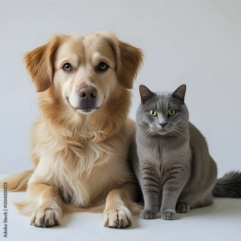 Fototapeta premium Phoenix 10 a serene dog with a calm cat sitting beside