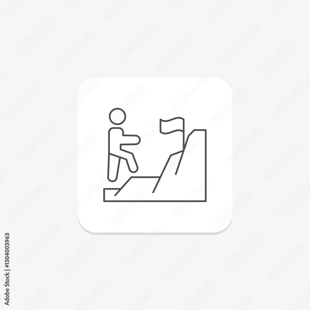 Climb Mountain thinline icon, vector, pixel perfect, illustrator file Climb Mountain thinline icon, vector, pixel perfect, illustrator file