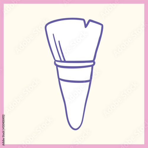 Hand-drawn doodle of a paintbrush with bristles, depicted in a minimalist and cartoon style with pastel colors, symbolizing creativity and art, Vector Illustration