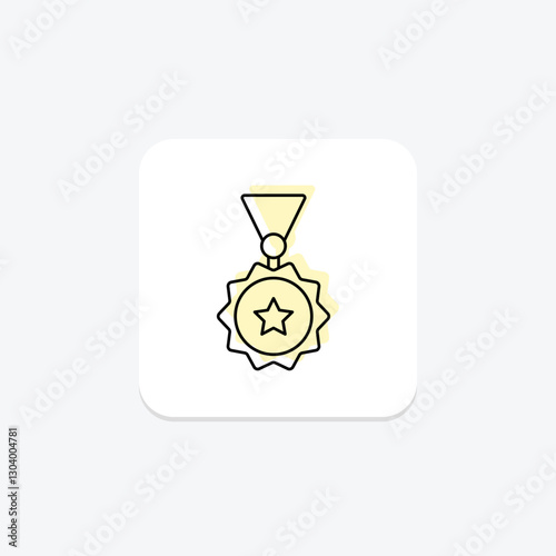 Medal color shadow thinline icon, vector, pixel perfect, illustrator file