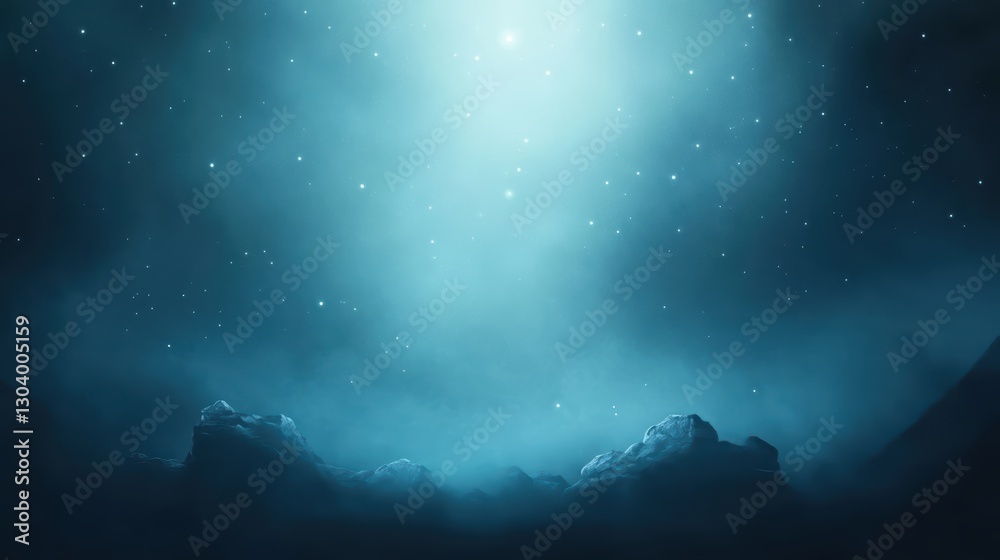 Naklejka premium Mesmerizing dark blue night sky filled with twinkling stars and soft clouds vast