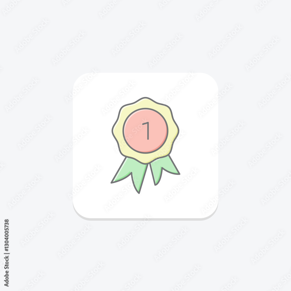 Obraz premium First Winner lineal color icon, vector, pixel perfect, illustrator file
