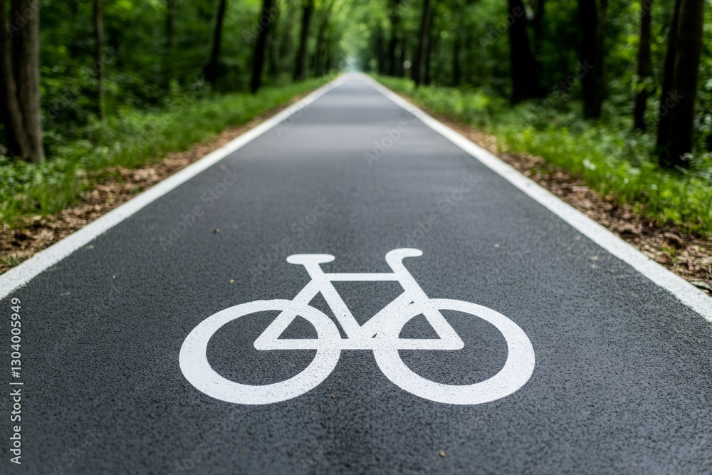 Obraz premium A scenic bicycle lane surrounded by trees, promoting eco-friendly transportation