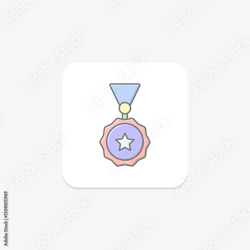 Medal lineal color icon, vector, pixel perfect, illustrator file