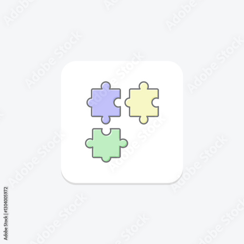 Jigsaw lineal color icon, vector, pixel perfect, illustrator file