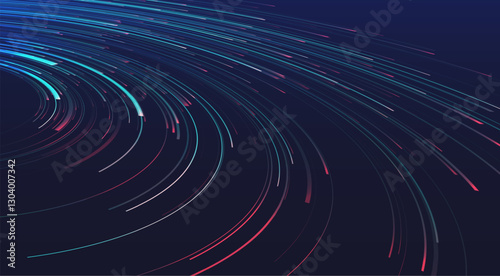 Glowing lines on blue background. Abstract modern lines. Cool gradient shapes. Graphic concept for your design