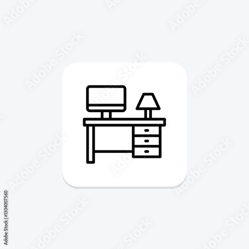 Desk line icon, vector, pixel perfect, illustrator file