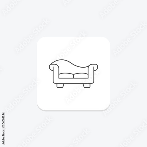 Daybed thinline icon, vector, pixel perfect, illustrator file