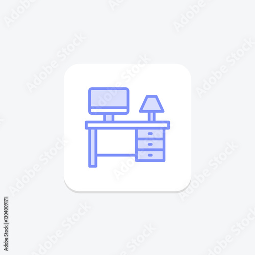 Desk duotone line icon, vector, pixel perfect, illustrator file