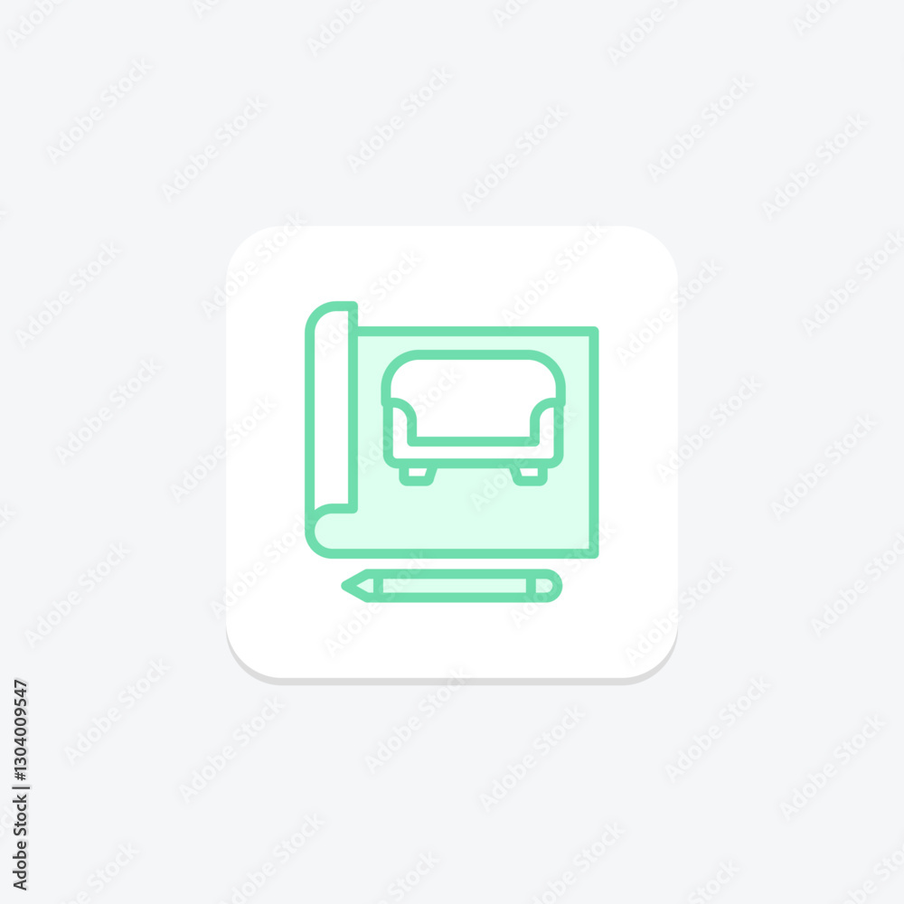 Interior Design duotone line icon, vector, pixel perfect, illustrator file Interior Design duotone line icon, vector, pixel perfect, illustrator file