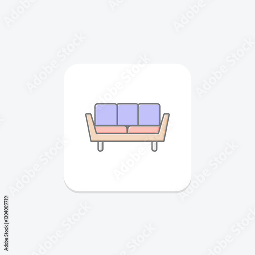 Sectional Sofa lineal color icon, vector, pixel perfect, illustrator file