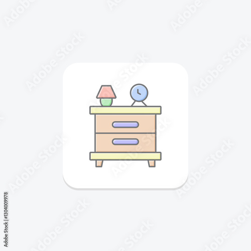 Nightstand lineal color icon, vector, pixel perfect, illustrator file