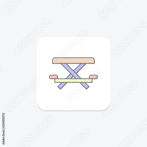 Picnic Table lineal color icon, vector, pixel perfect, illustrator file