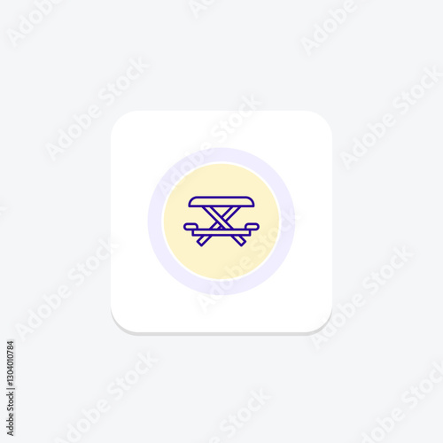 Picnic Table color circle icon, vector, pixel perfect, illustrator file