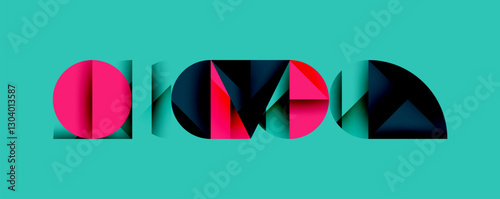 Abstract geometric pattern with intersecting circles and triangles in gradients. The high-contrast composition creates depth and a dynamic, modern aesthetic