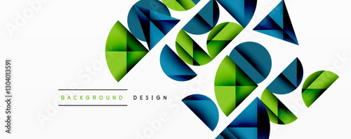 Abstract geometric pattern with intersecting circles and triangles in gradients. The high-contrast composition creates depth and a dynamic, modern aesthetic