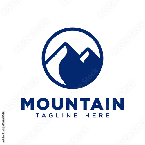 simple circle Mountain Logo Design Vector