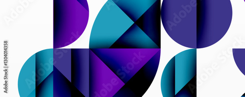 Abstract geometric pattern with intersecting circles and triangles in gradients. The high-contrast composition creates depth and a dynamic, modern aesthetic