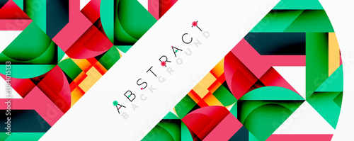 Abstract geometric artwork with interwoven angular and curved shapes, dynamic composition with smooth gradients and bold contrasts