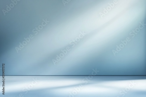 Abstract blurred light blue color background for product display, studio room with gradient gray floor and wall background. 