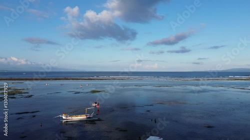 Aerial view of sanur Beach in Bali, Indonesia